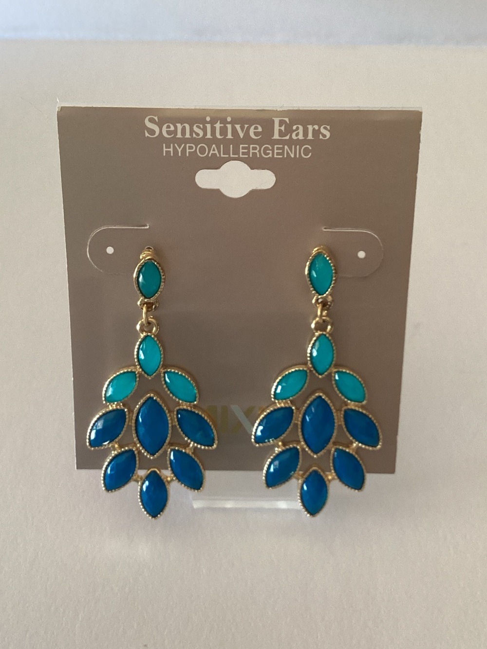 Mixit Gold-Tone Turquoise & Teal Teardrop Chandelier Earrings